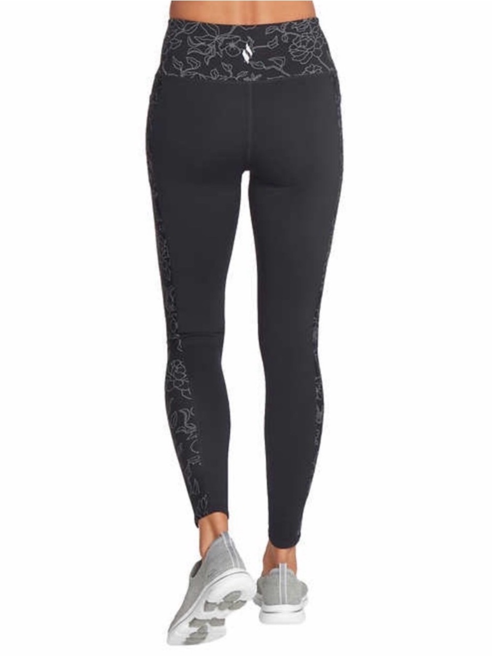 Skechers Go Flex Go Walk High Waisted Leggings Black Bloom Outline Print